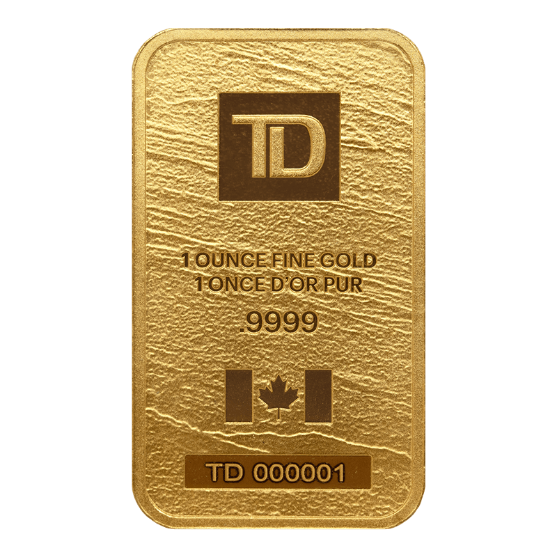 Buy 1oz TD CanadianSourced Fine Gold Bar Secure Storage Price in